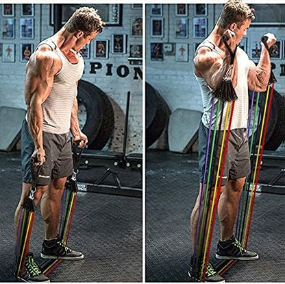 High Quality Portable Resistance Bands With Handles, Resistance Tubes & Workout Bands Exercise Band Elastic Pull Rope 11 Pcs Set