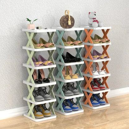 Multilayer Folding Shoe Rack Organizer with X Shape For Home