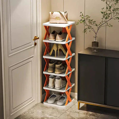 Multilayer Folding Shoe Rack Organizer with X Shape For Home