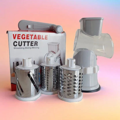 Multifunctional Roller Vegetable Cutter, 3 In 1 Vegetable Slicer And Cutter, Manual Rotary Drum Greator, Hand Roller Type Square Drum Vegetable Cutter with 3 Removable Blades For Kitchen